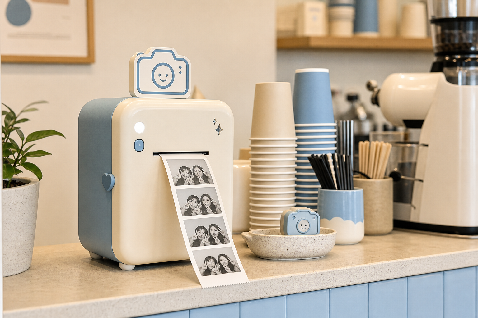 Photoreceipt station compact di counter kafe